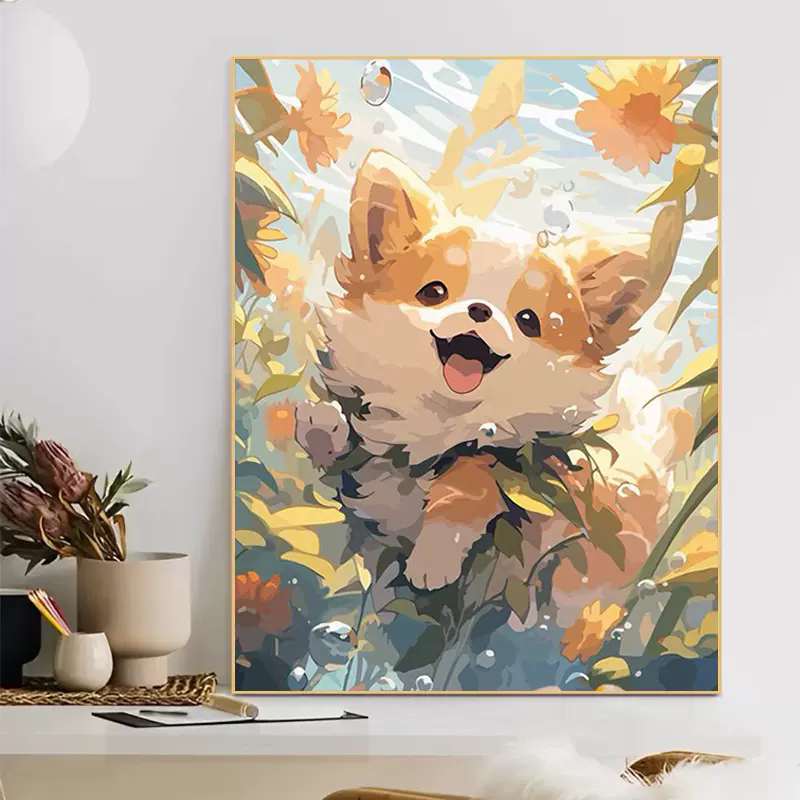 治愈系小狗狗十字绣2025新款5d满钻手工diy贴钻带相框卧室装饰画,居家布艺,钻石绣,淘宝优惠券,粉丝福利购,淘宝优惠卷
