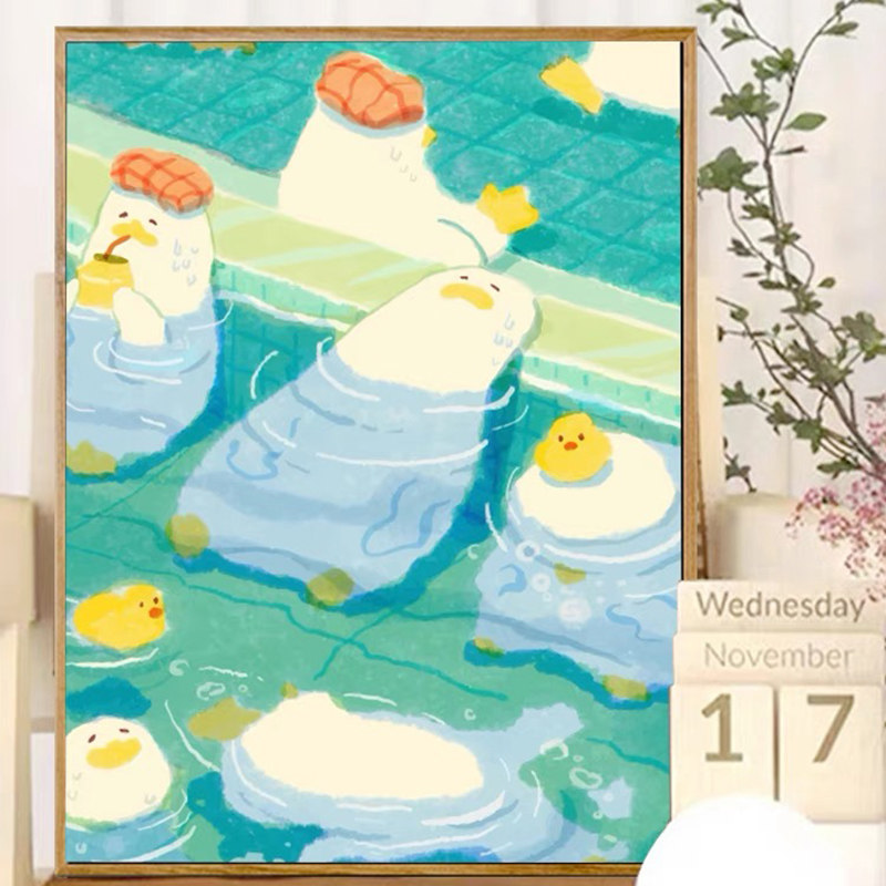 卡通可爱鸭子十字绣2025新款5d满钻手工diy点贴带相框装饰画,居家布艺,钻石绣,淘宝优惠券,粉丝福利购,淘宝优惠卷