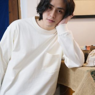 100棉宽松打底衫 壹番ICHIBAN T恤 日系纯色圆领口袋长袖 男 2025SS