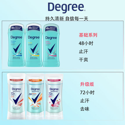 现货美国Degree止汗膏女士止汗干爽清香去hu臭持续时间长去异味