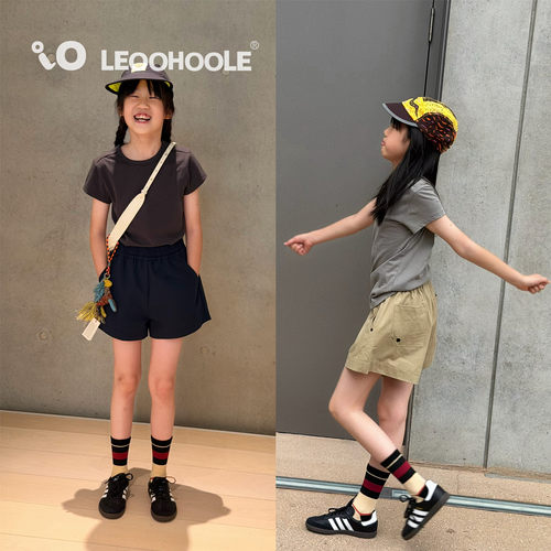LEOOHOOLE | 哦哦乐 松弛感纽扣装饰极简100棉短裤