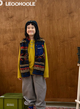 LEOOHOOLE | 哦哦乐 防静电儿童羊羔毛拼接提花马甲2025秋冬亲子