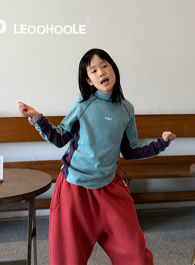 LEOOHOOLE | 哦哦乐 厚实磨毛拼接撞色插肩袖长袖T恤