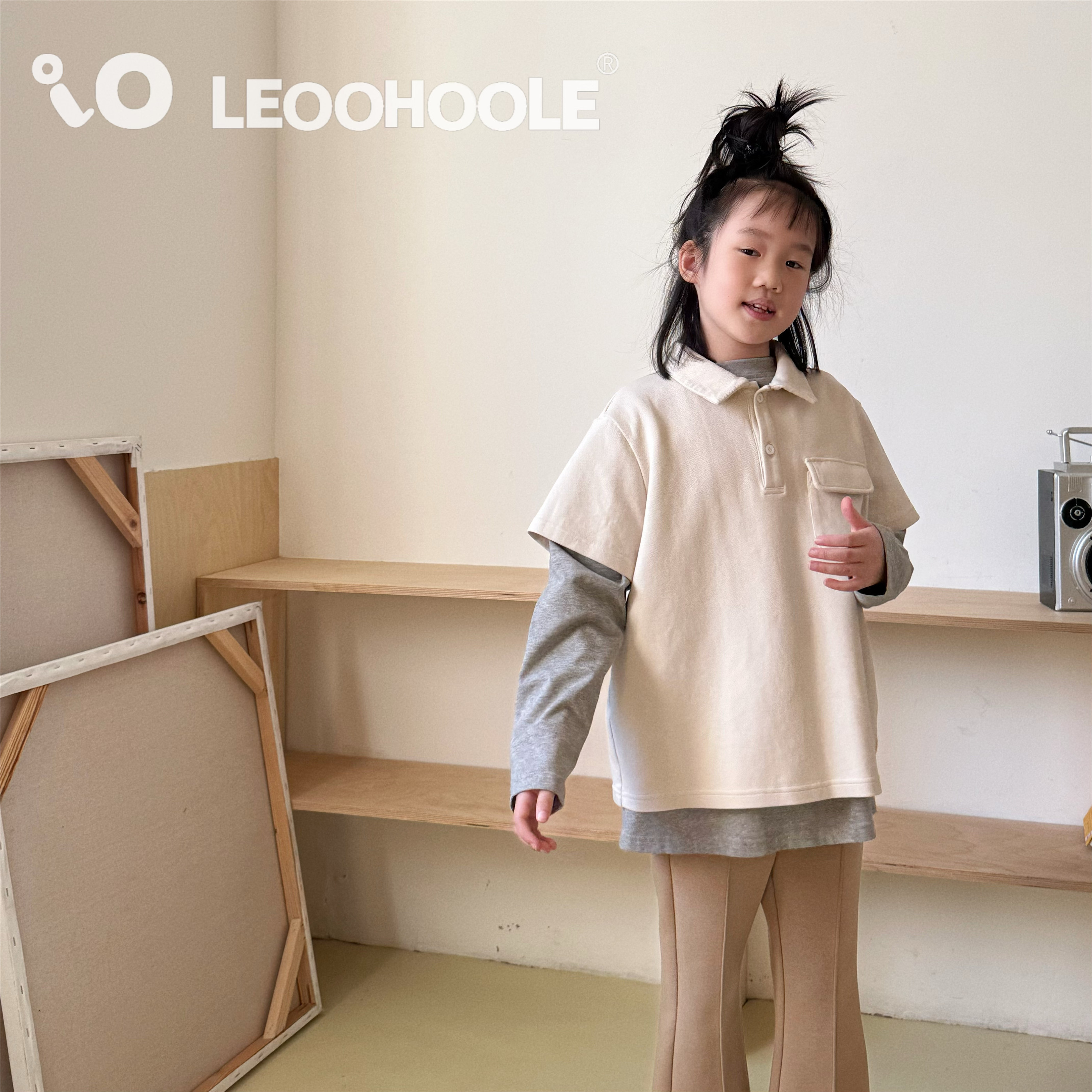 LEOOHOOLE | 哦哦乐 老钱风高克重POLO短袖T恤可叠穿亲子图片