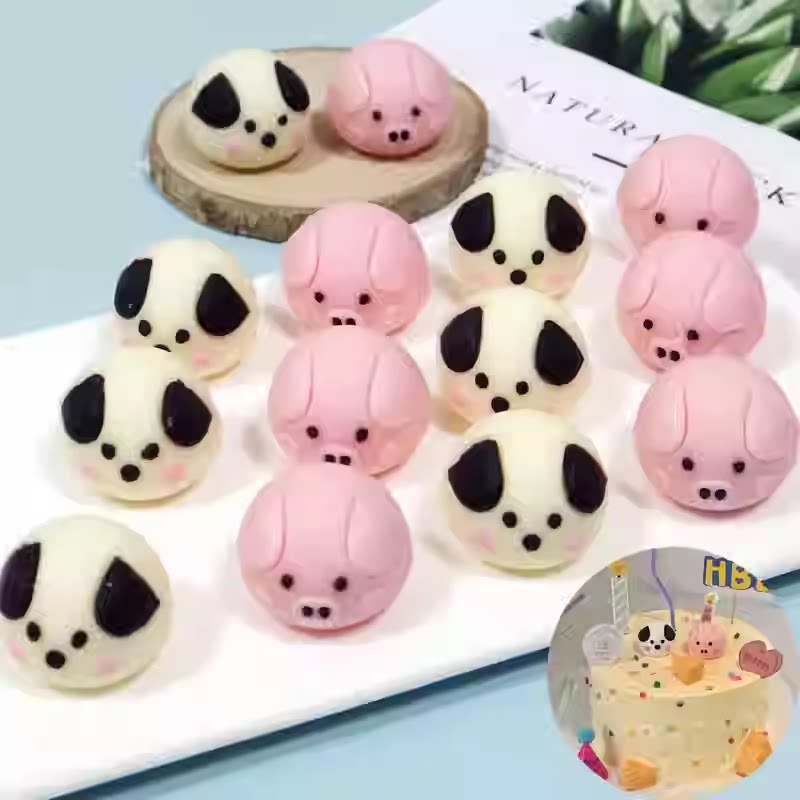 卡通粉猪狗头生日烘焙装扮小猪头节日装扮用品
