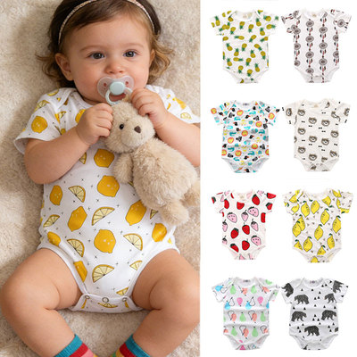 ins夏款水果图案卡通棉连体衣