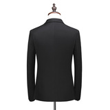主推男士大码西服两件套双排扣纯色支架外贸跨境7110-黑色p145，男装西服，星座1616