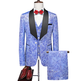 主推男士大码西服三件套支架修身时尚一粒扣外贸跨境919紫色p240，男装西服，星座1616