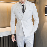 主推款模特男士大码西服三件套双排扣10个色外贸跨境7110白色p188，男装西服，星座1616