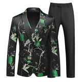 主推男士大码西服三件套镂空修身时尚一粒扣外贸跨境918绿色p255，男装西服，星座1616