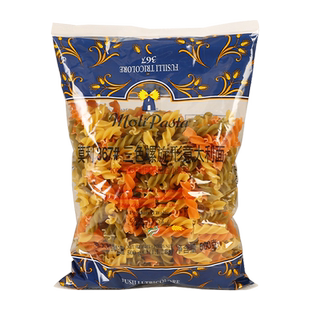 进口莫利三色螺旋形意大利面500g*3袋家用速食意粉拌面儿童通心粉