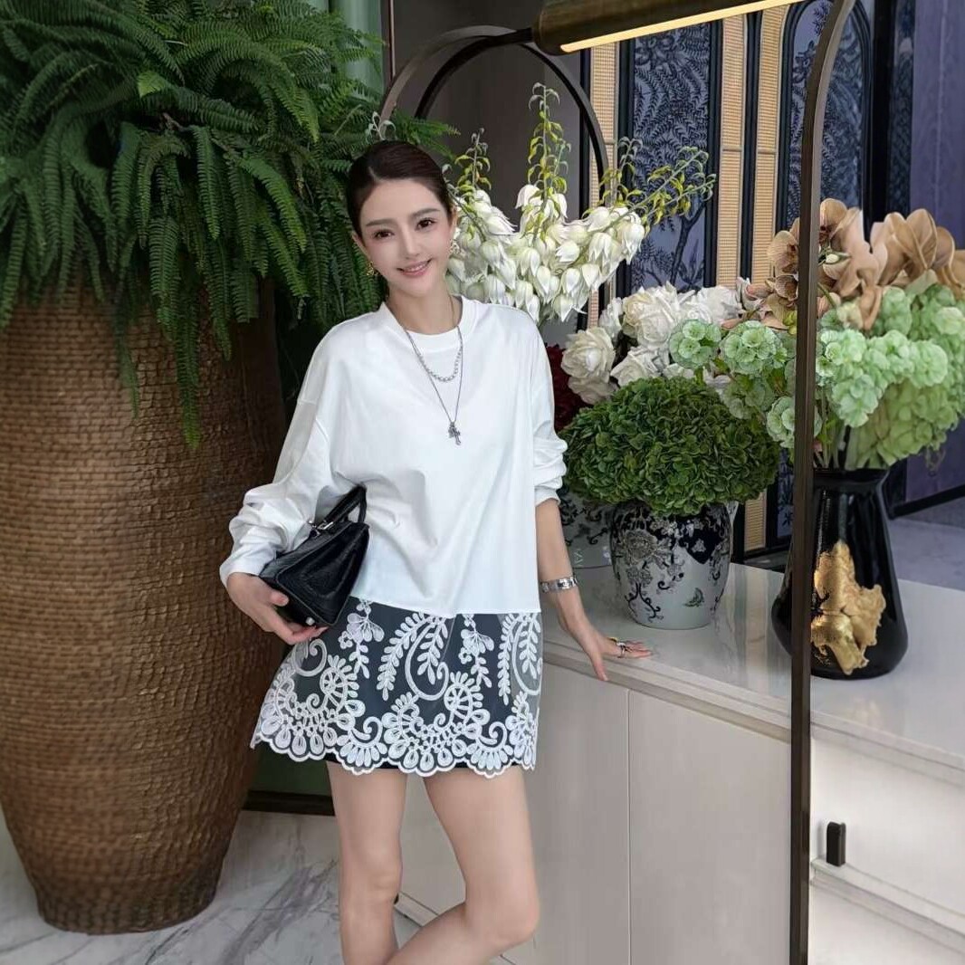 拼蕾丝显瘦中长款t恤裙女2026潮