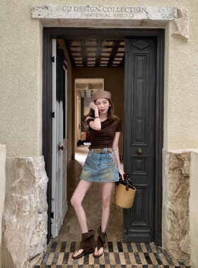 ZM高腰牛仔短款女2026夏新款裙裤