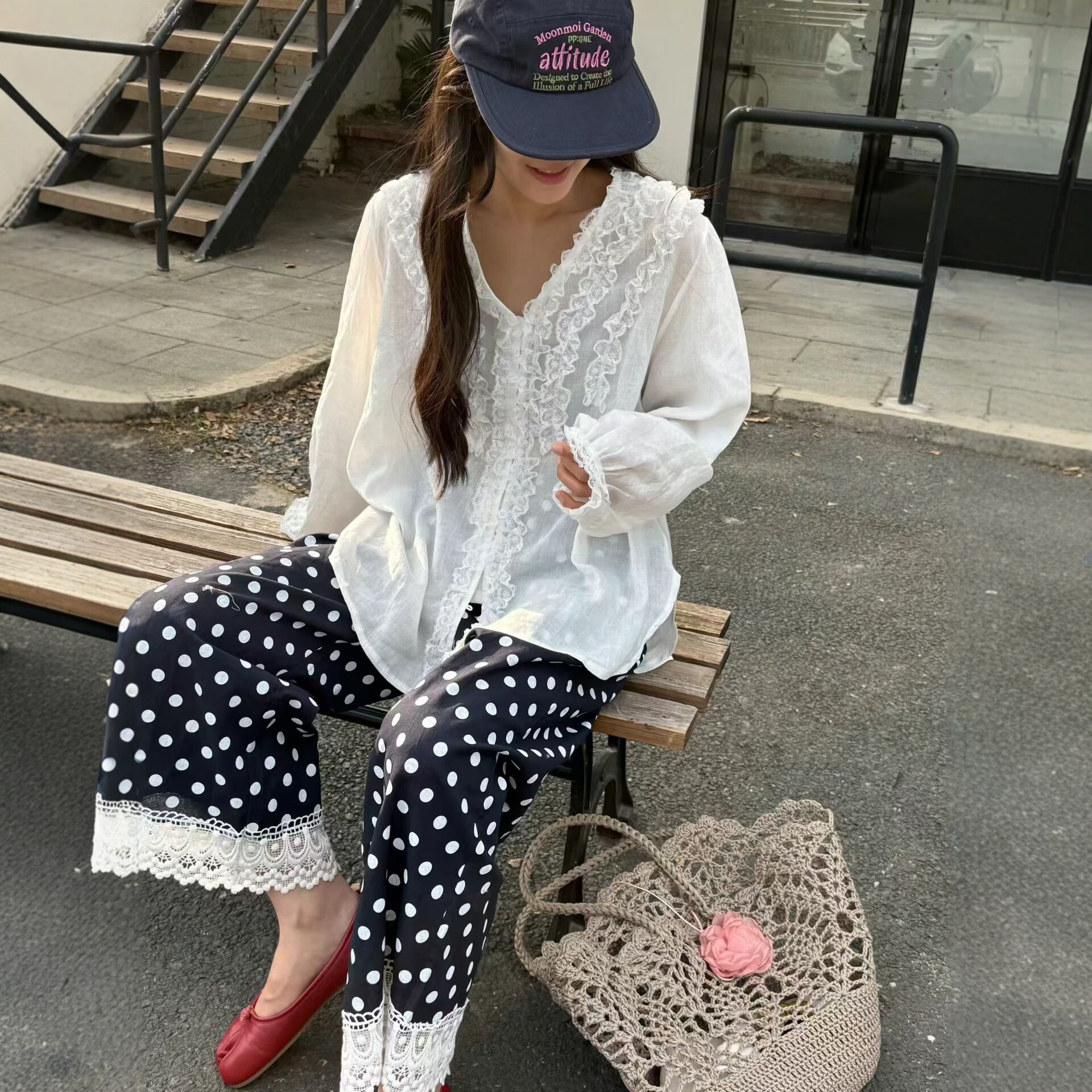 灯笼袖拼木耳边女士衬衫2026新款