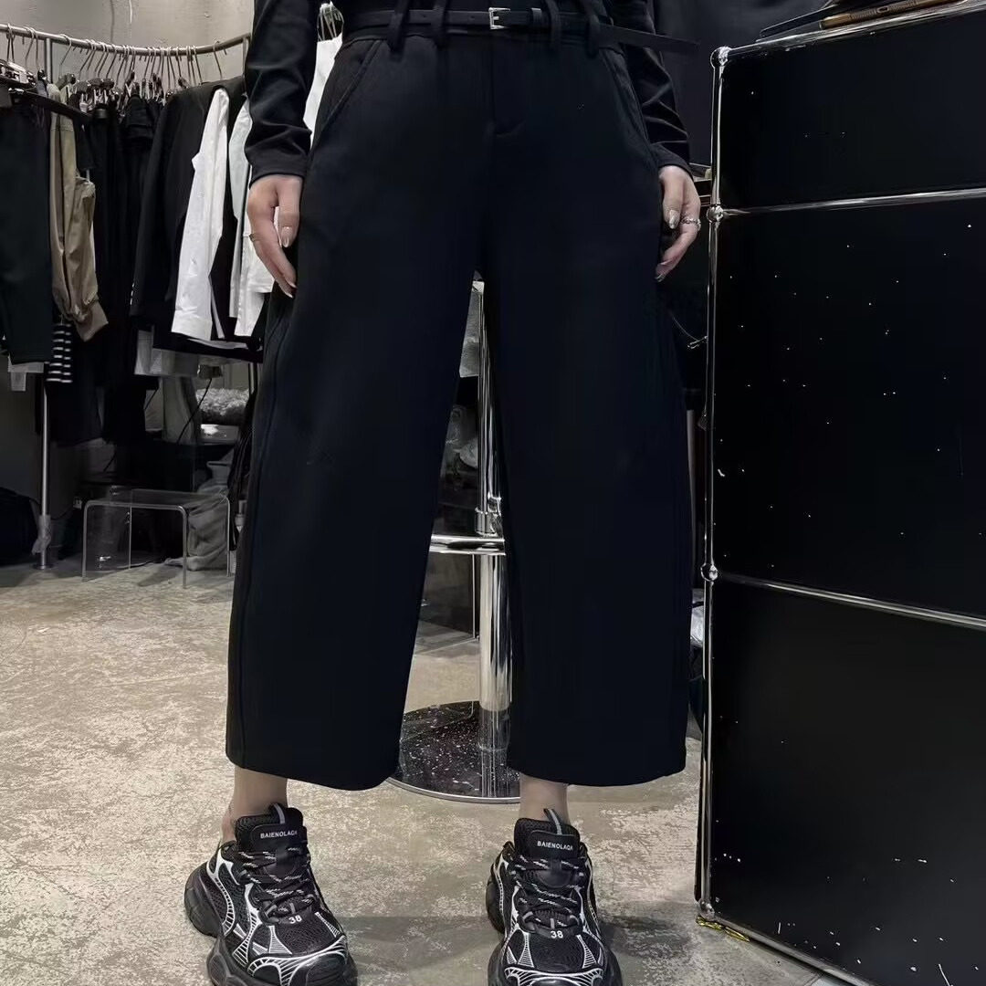 休闲九分哈伦高腰双腰带卫裤女潮