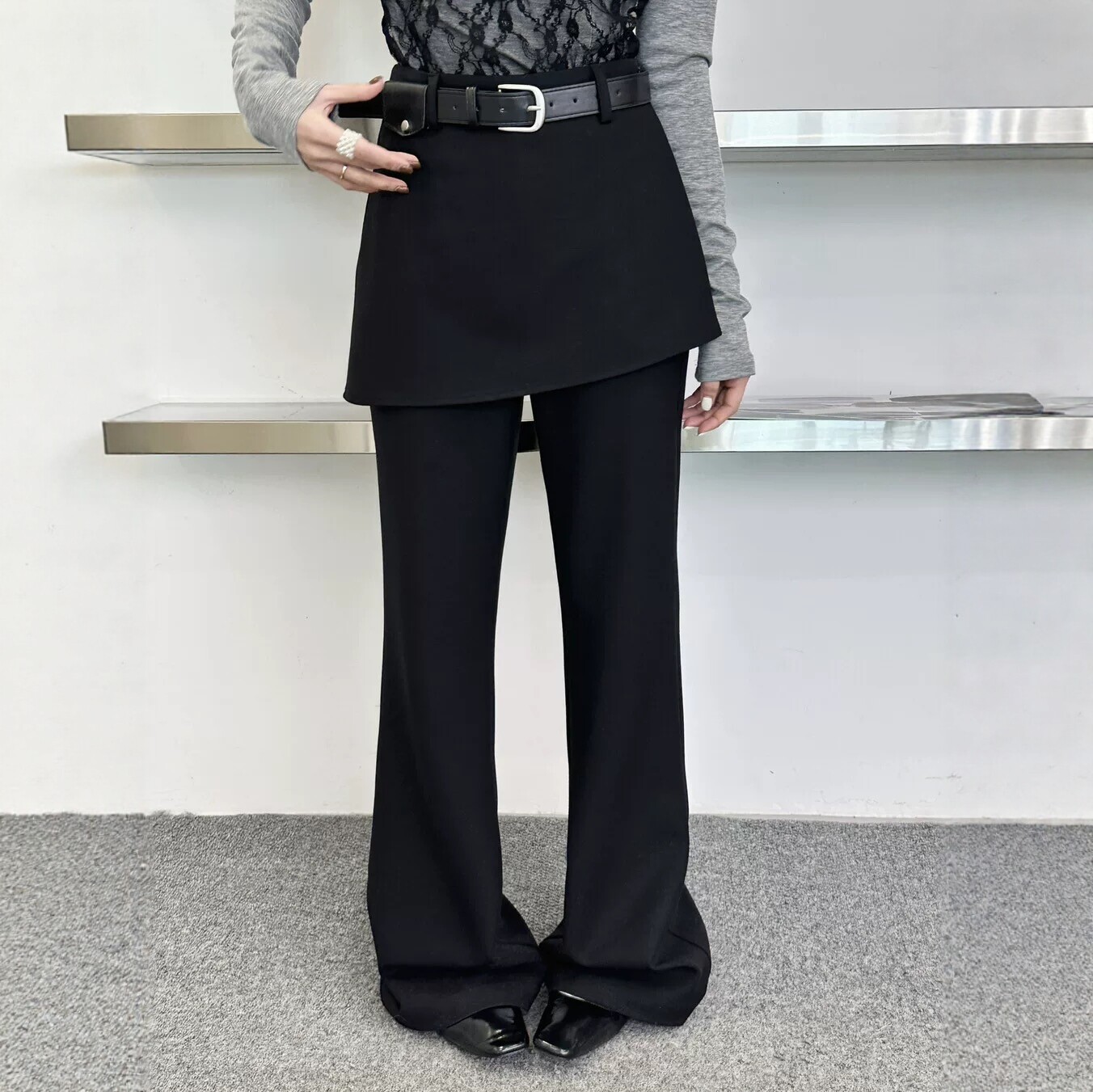 裙裤一体假两件长裤2026春季新款欧洲站西装料垂感高级感休闲裤潮