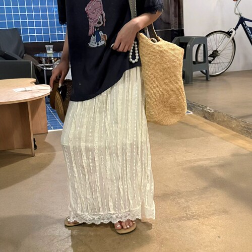 法式舒适肌理感白色半身裙女潮