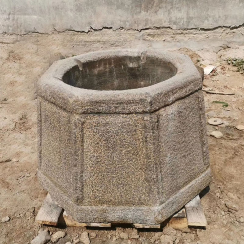 石雕井口井圈水井台井盖庭院装饰摆件做旧老式石头盆套家用仿古