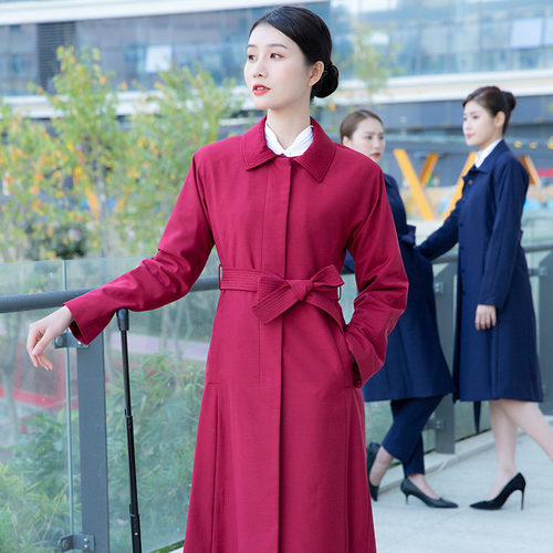 空姐制服职业装风衣女中长款外套