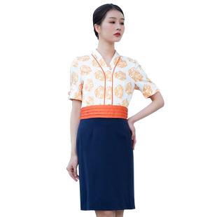 空姐制服女奥凯连衣裙职业套装酒店前台珠宝店工装ktv售楼工作服