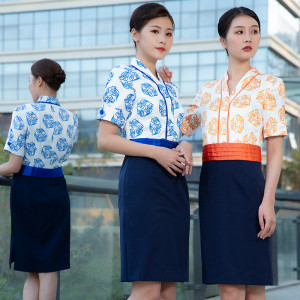 空姐制服女奥凯连衣裙职业套装酒店前台珠宝店工装ktv售楼工作服