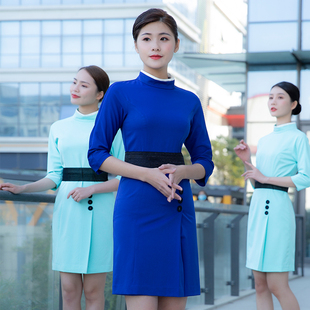 厦航空姐连衣裙女制服职业套装 高端气质物业酒店珠宝店工作服春季