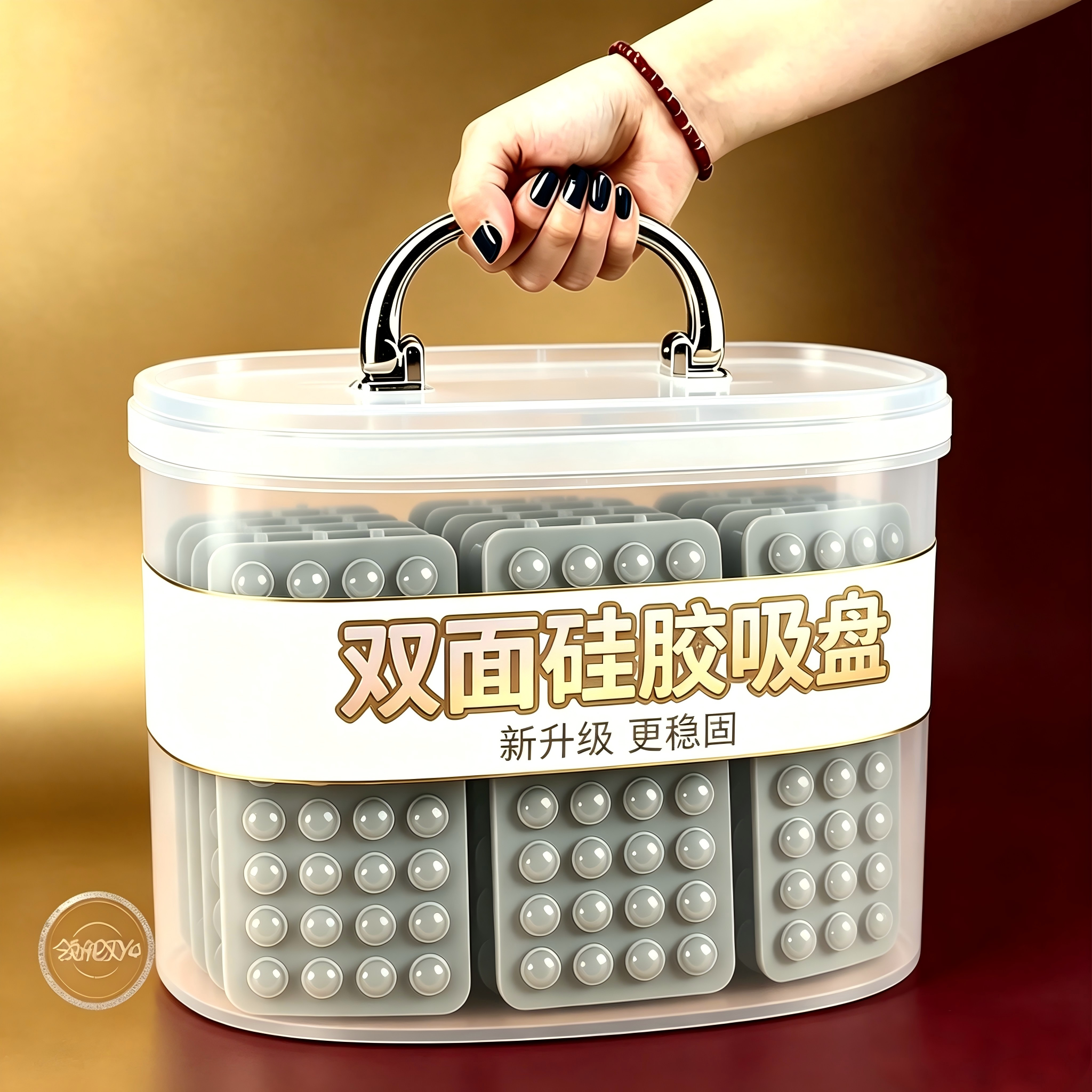 多功能硅胶吸盘自粘带背胶墙面牢固打孔家用手机双面方形洁厕棒