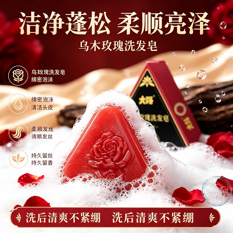 乌木玫瑰精油洗发皂控油去屑