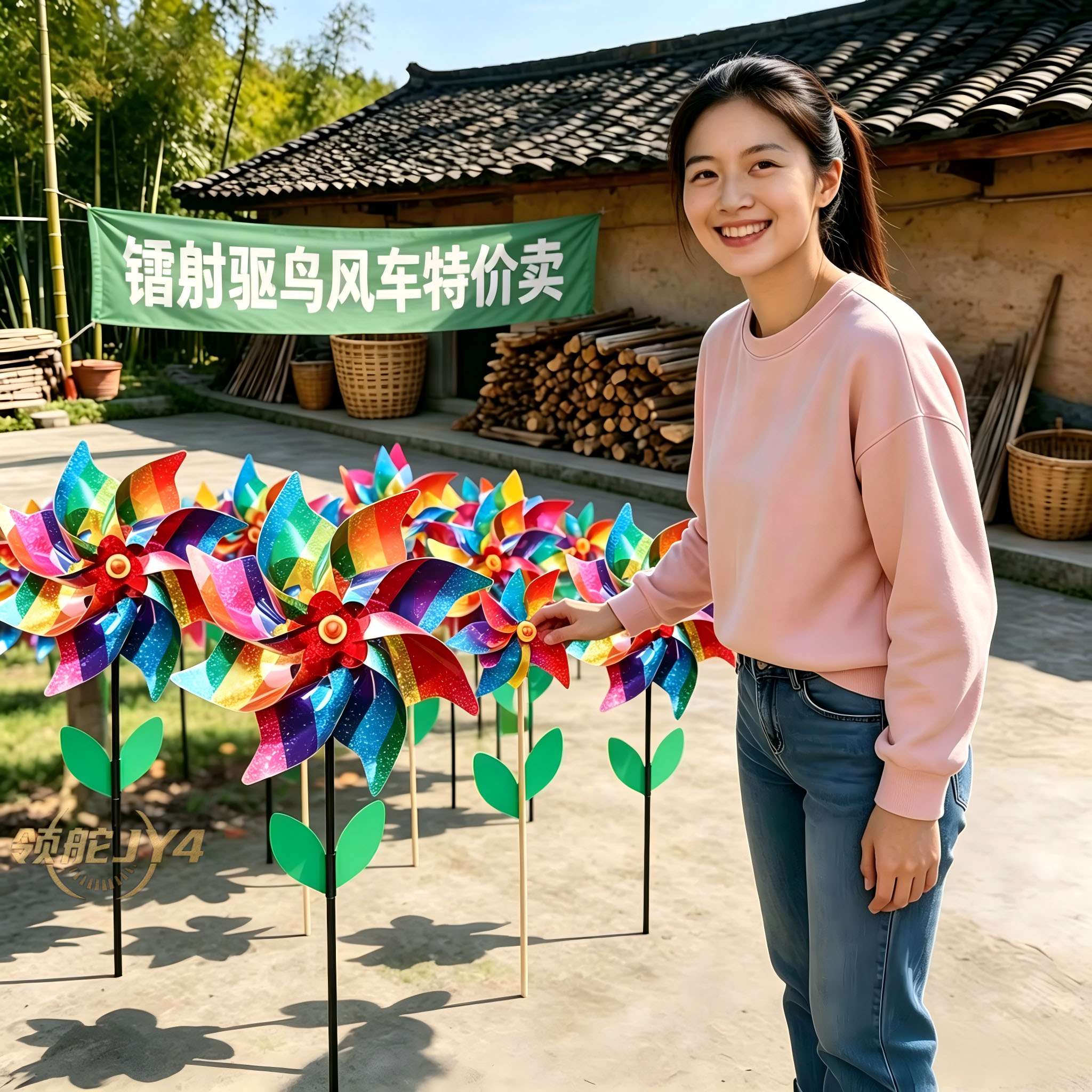 赶鸟风车反光彩色户外闪光菜园农田风力赶鸟防鸟吓鸟神器阳台玩具