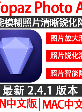 Topaz Photo AI 2.4.1 中文版 AI图片模糊放大清晰修复/锐化/降噪