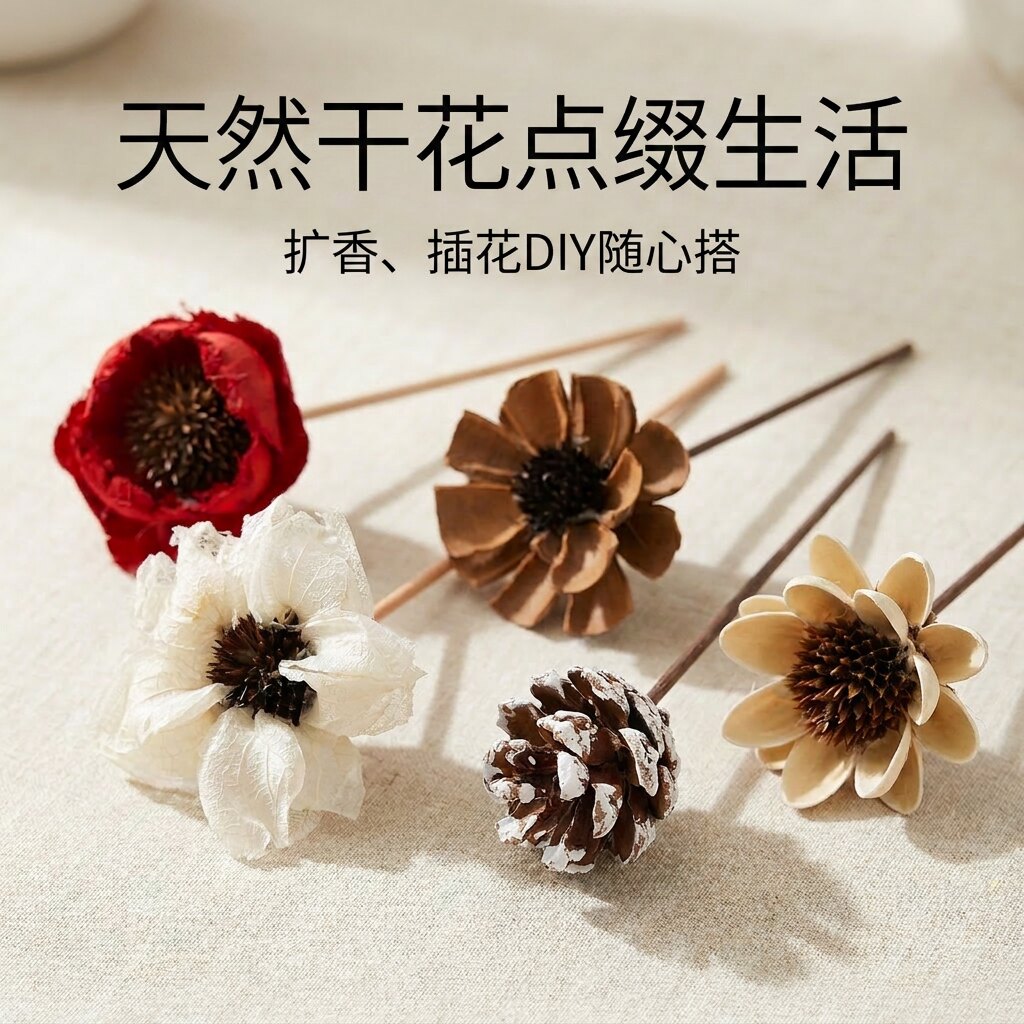 花露水扩香干花松果插花瓶摆件