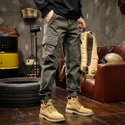 美式户外工装裤子男春秋季2025新款直筒修身束脚伞兵冲锋休闲裤男
