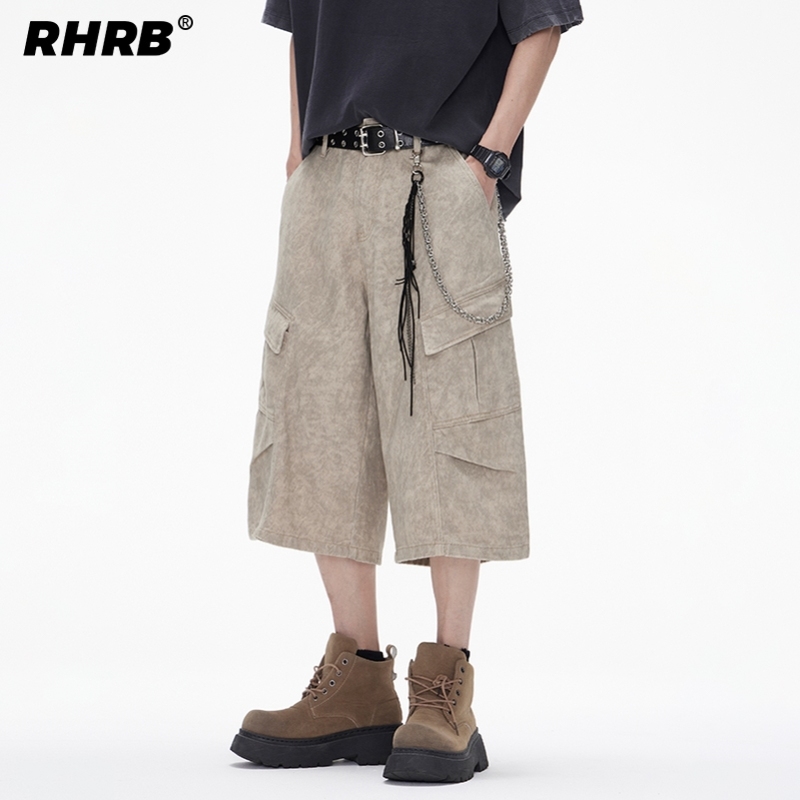 RHRB美式工装七分裤男女款夏季新款设计感直筒宽松7分休闲短裤