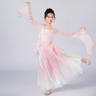 儿童古典舞蹈服装飘逸仙气身韵纱衣古风中国舞练功演出服套装女童
