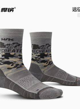 hnk悍将远征系列美利奴羊毛迷彩中筒袜冬季男女户外登山徒步袜