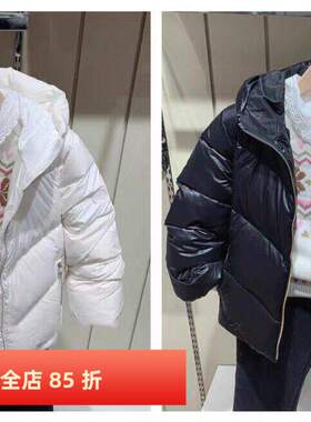 正品2025年冬季新款ek童装女童鹅绒连帽羽绒服外套厚款保暖上衣