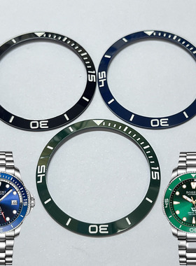 罗西尼陶瓷圈620955绿色上圈陶瓷片黑色表壳玻璃原装正品上套蓝色