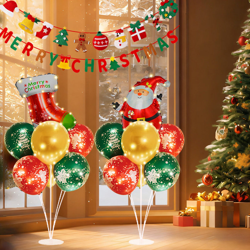 christmas桌飘气球摆件圣诞节餐桌场景布置装饰品店铺氛围仪式感