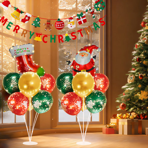 christmas桌飘气球摆件圣诞节餐桌场景布置装饰品店铺氛围仪式感