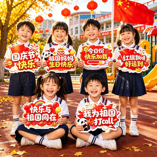 欢度国庆中秋节手持kt板拍照框