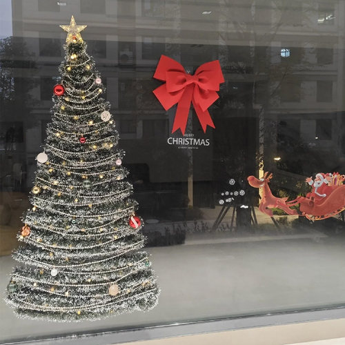 橱窗圣诞树落地窗装饰品节毛条