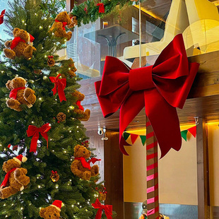 christma圣诞节店铺大蝴蝶结装饰挂件氛围感仪式感咖啡店场景布置