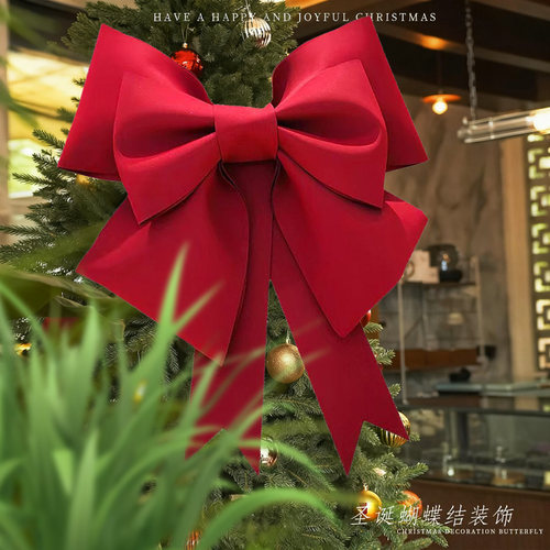 圣诞节商铺大蝴蝶结挂件场景布置