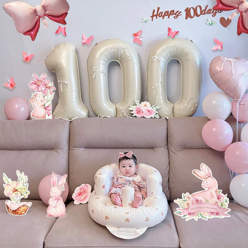 百天新生儿宝宝生日气球拍照道具