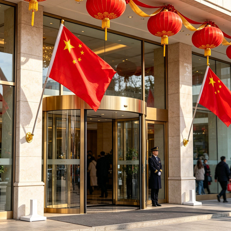 国庆节公司门口五星红旗场景布置吸盘壁挂不锈钢氛围装饰门店中秋