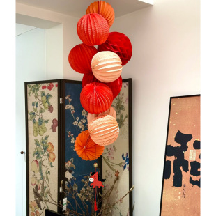 马年2026客厅新年吊顶西瓜球挂件场景布置过年春节装饰阳台仪式感