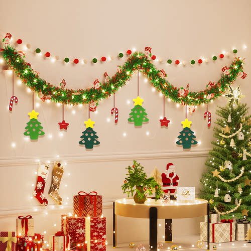 christmas圣诞节毛条挂件彩带家里餐店铺场景布置装饰氛围仪式感