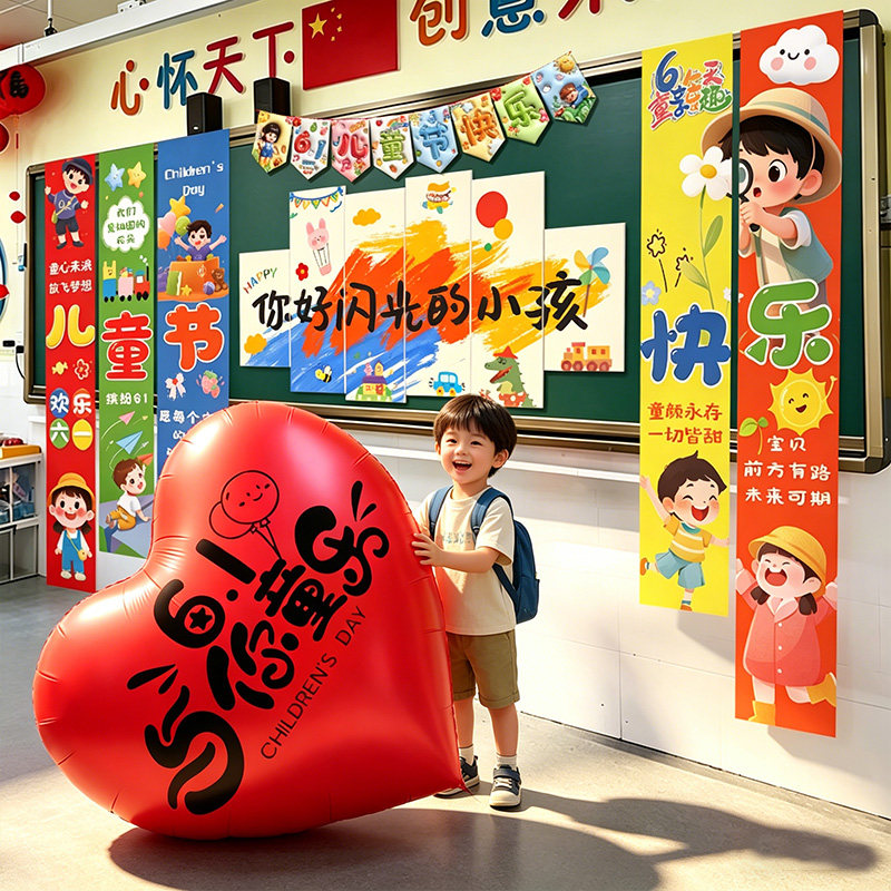 小学幼儿园教室班级六一儿童节爱心气球场景布置装饰氛围感仪式感