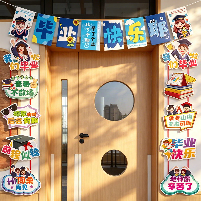 毕业季典礼门口教室挂件班级小学初中六年级场景布置装饰氛围感