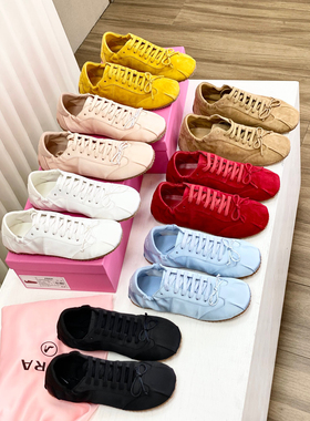 小众ABRA时尚平底蝴蝶结芭蕾舞鞋真皮缎面休闲德训鞋舒适百搭女鞋